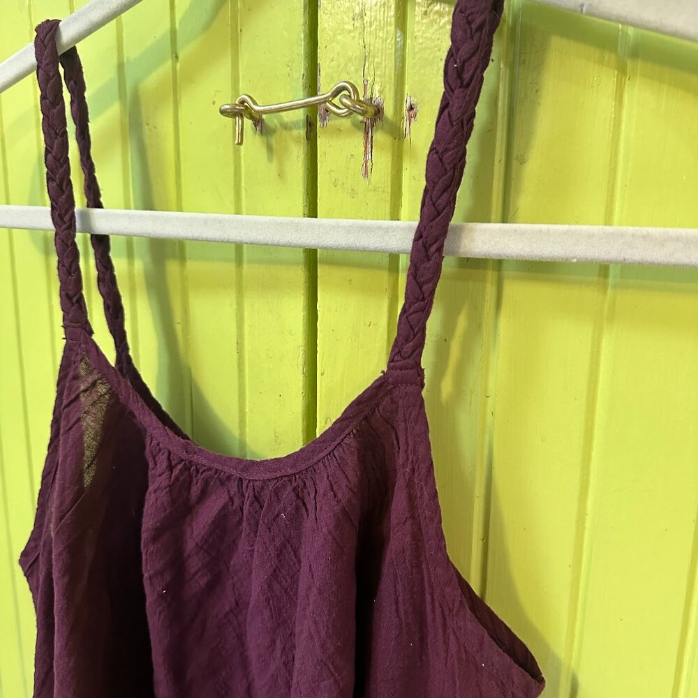 Cotton flower top: Eggplant Purple cotton tie tank